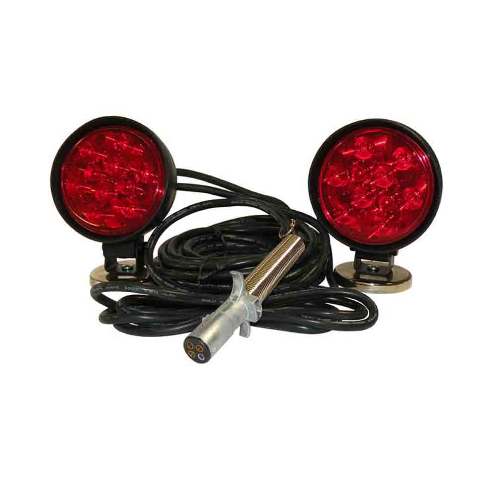 LED Heavy Duty Magnetic Towing Lights for Vehicle Flat-Tow - 4 Pin - USA Made