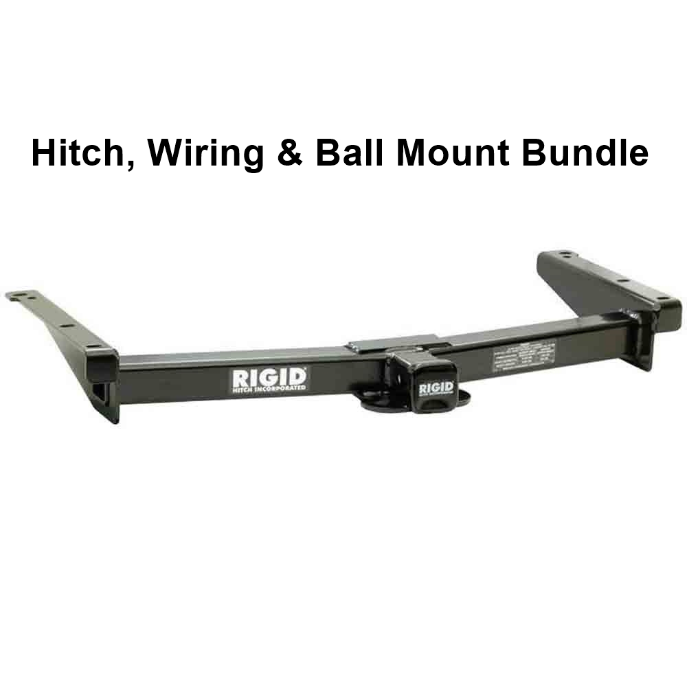Rigid Hitch (R3-0424) Class III 2 Inch Receiver Trailer Hitch Bundle - Includes Ball Mount and Custom Wiring Harness fits 1975-2014 Ford Econoline