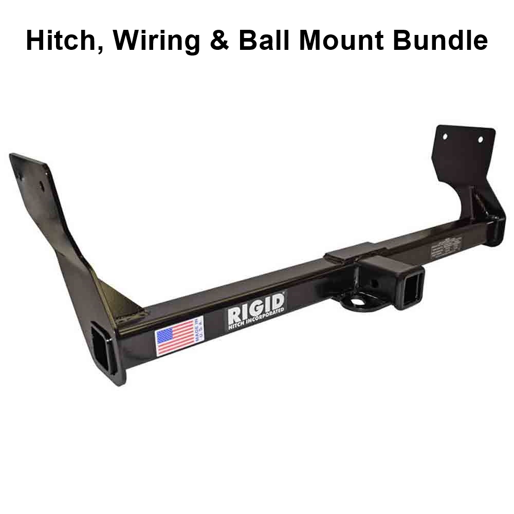 Rigid Hitch (R3-0477) Class III 2 Inch Receiver Trailer Hitch Bundle - Includes Ball Mount and Custom Wiring Harness fits 2019-2024 Ford Edge (Except Titanium)