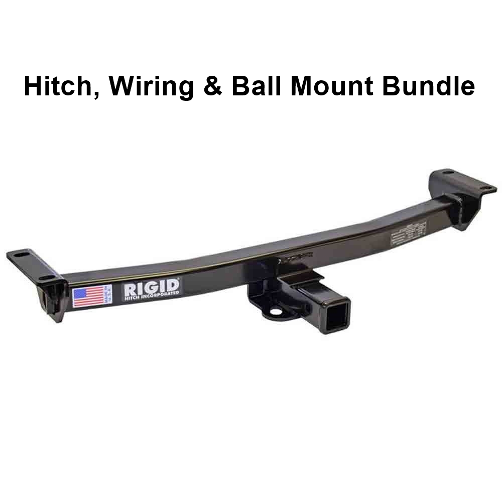 Rigid Hitch (R3-0480) Class IV 2 Inch Receiver Trailer Hitch Bundle - Includes Ball Mount and Custom Wiring Harness fits 2019-23 Ford Ranger